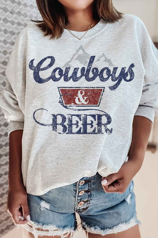 COWBOYS N BEER WESTERN PLUS SIZE SWEATSHIRT