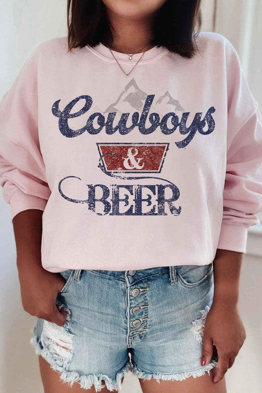 COWBOYS N BEER WESTERN PLUS SIZE SWEATSHIRT