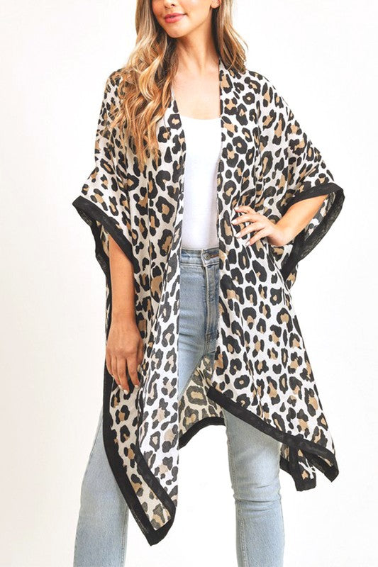 Leopard Animal Print Long Kimono Cardigan