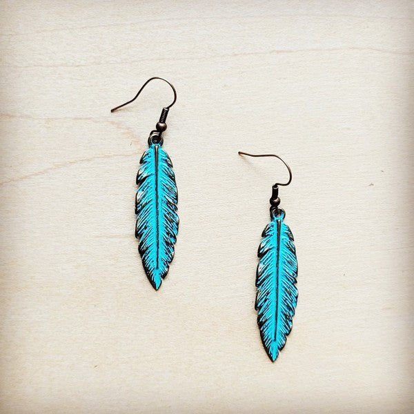 Burnished Feather Antique Gold Earrings